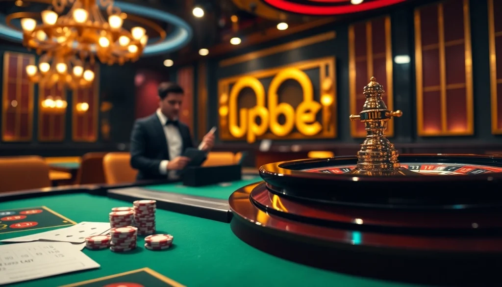 Exciting online gambling setup showcasing 7upbet with vibrant poker chips and betting slips.
