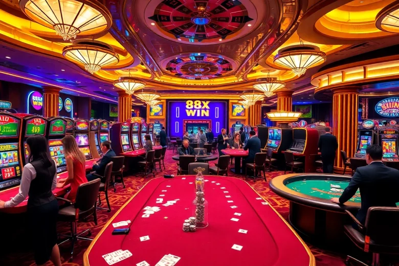 Players celebrating as they achieve the 88xx win at a luxurious casino.