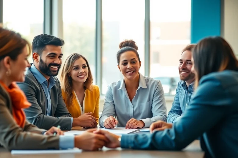 Warranty company for customers and repair providers showcasing a diverse team collaborating in a bright office.