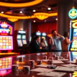 Experience the excitement of bonus Naga169 at a vibrant slot machine casino scene.