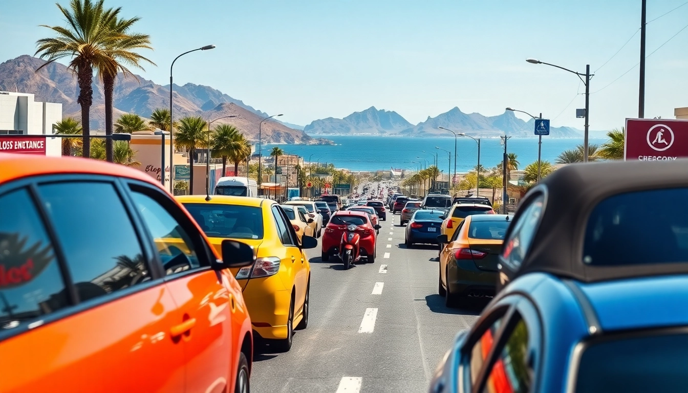 Witness Los Cabos traffic updates with vibrant vehicles showcasing the city's dynamic flow.