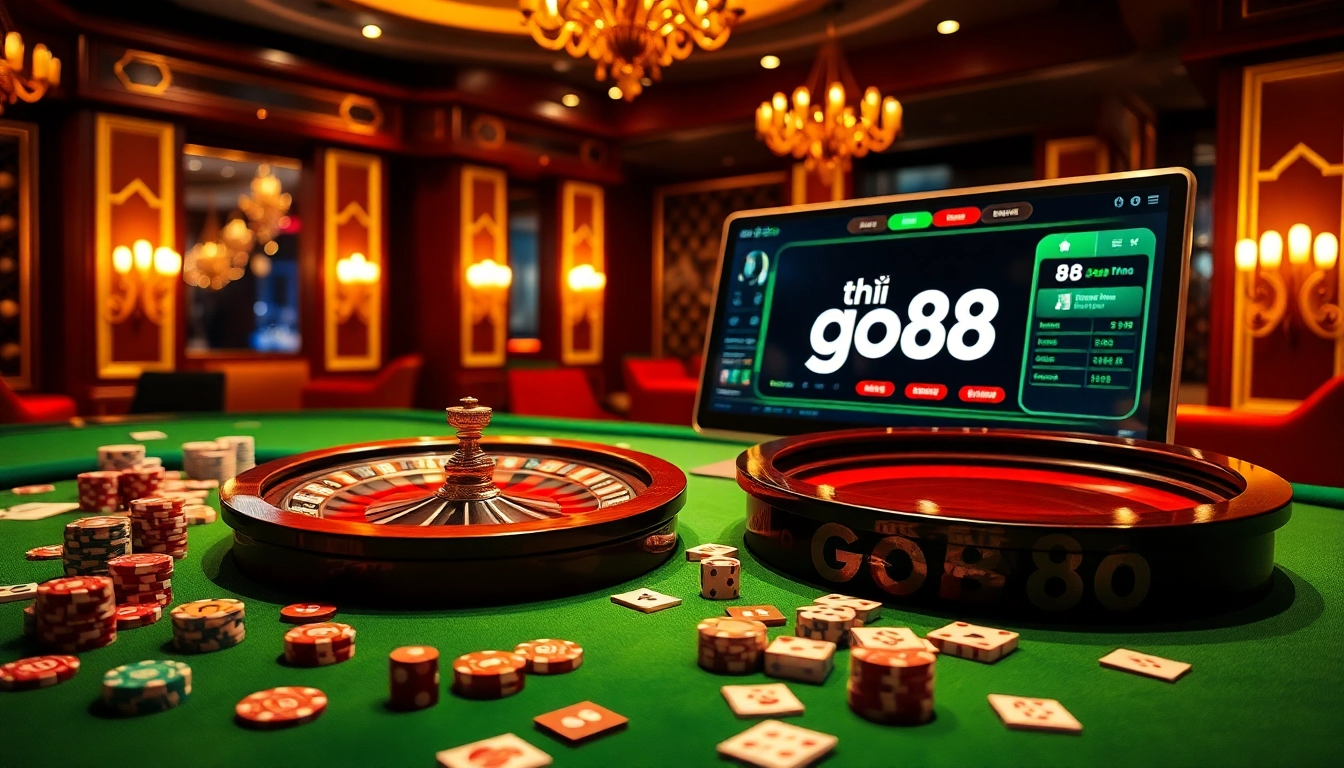 Playing at a luxurious casino table while looking to tải go88 for an enhanced online gambling experience.