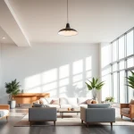 Sleek Illumination design featuring modern fixtures enhancing a warm interior space.