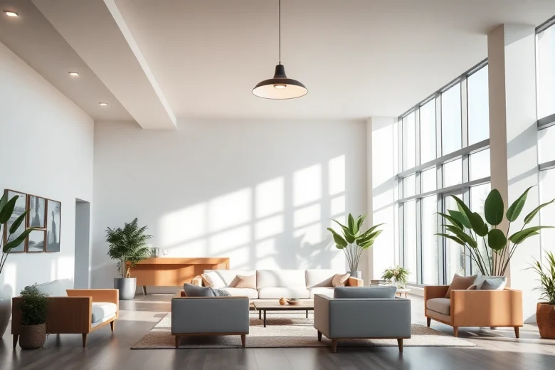 Sleek Illumination design featuring modern fixtures enhancing a warm interior space.