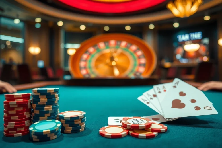 Experience the thrill of thabet đăng nhập at a luxurious poker table with exciting gameplay and vibrant casino lights.