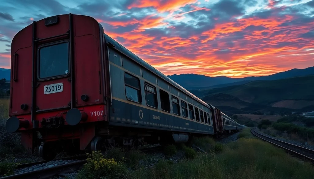 Render of the spain train crash, illustrating the derailed train against scenic landscapes.