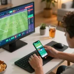 Cakhia TV app displayed on a smartphone while analyzing live sports betting at home for top odds
