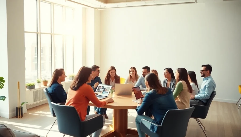 Engaged professionals brainstorming to find my true calling in a bright office space.