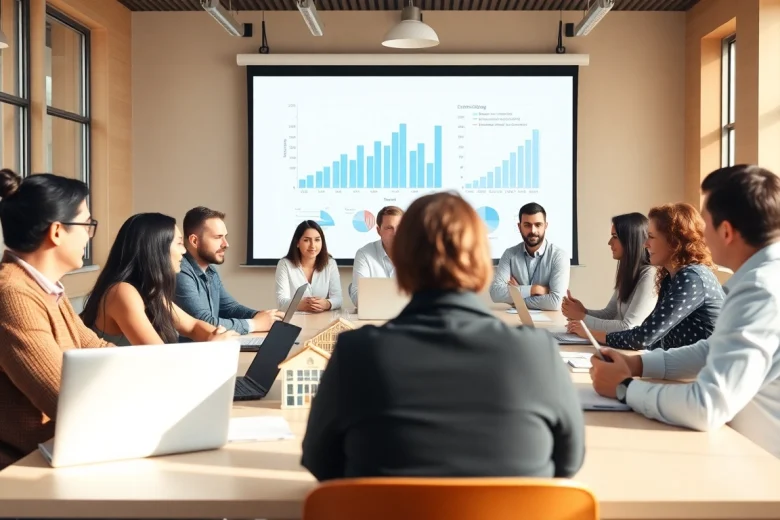 Engaged participants in a construction membership association meeting showcasing collaboration and professionalism.