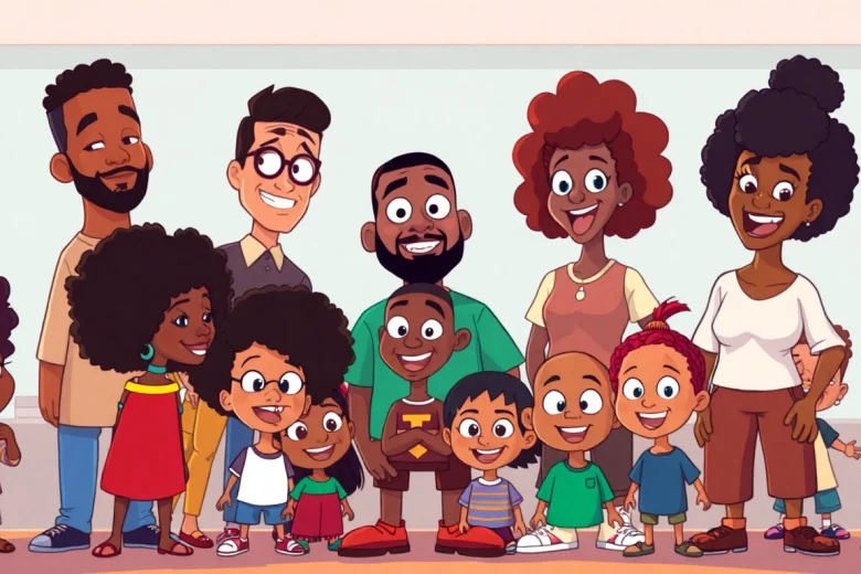 A collection of vibrant African American cartoons characters showcasing diversity and fun.