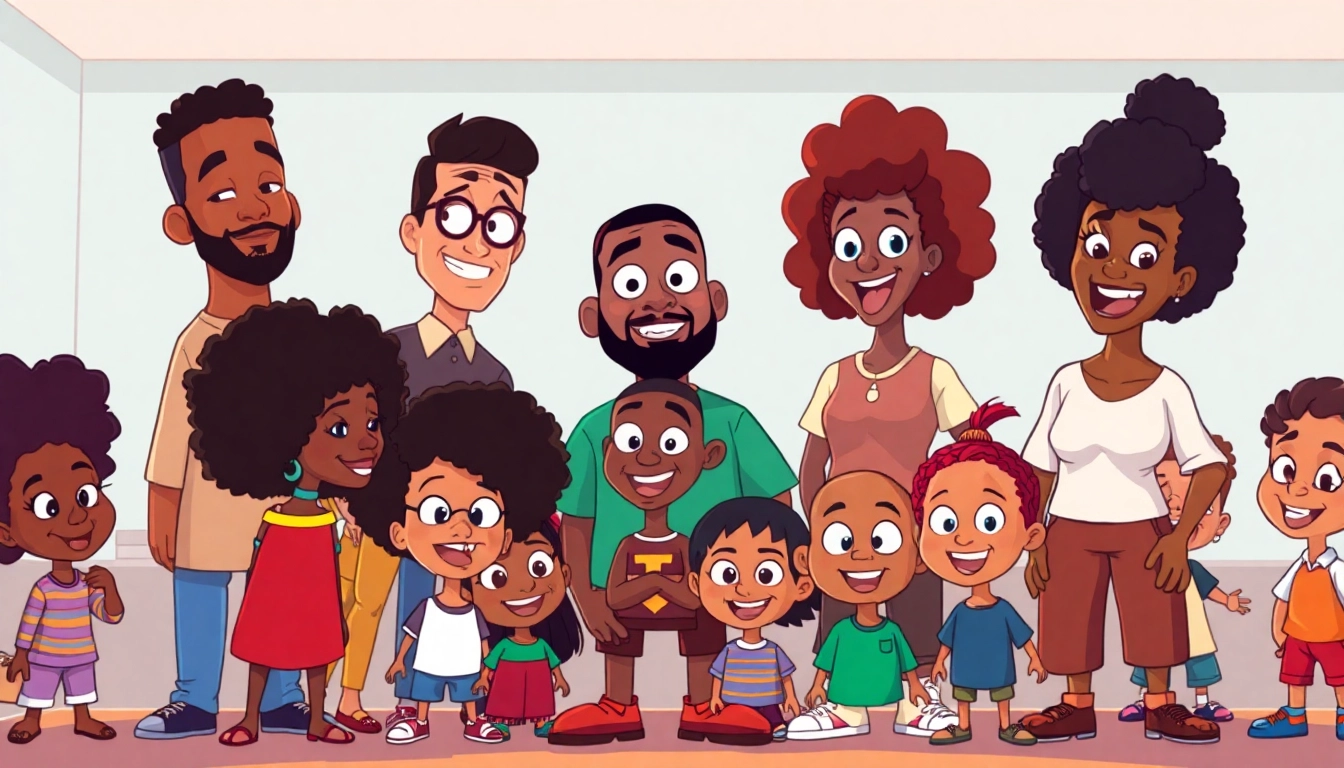 A collection of vibrant African American cartoons characters showcasing diversity and fun.