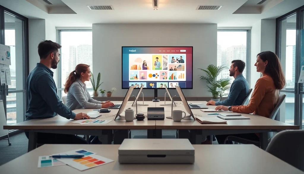 Creating engaging edmonton web design with expert web designers collaborating in a modern workspace.