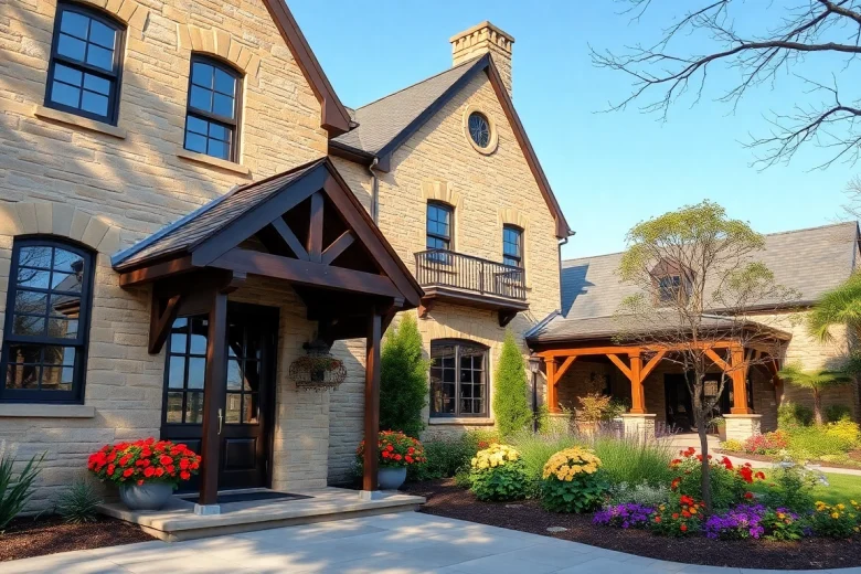 Historic Home Addition showing elegant architecture with inviting entrance and landscaped garden.