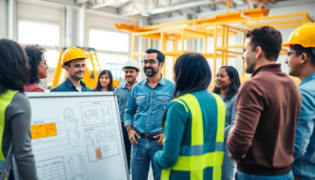 Participants engage in construction training programs with tools and instructor guidance in a modern setting.