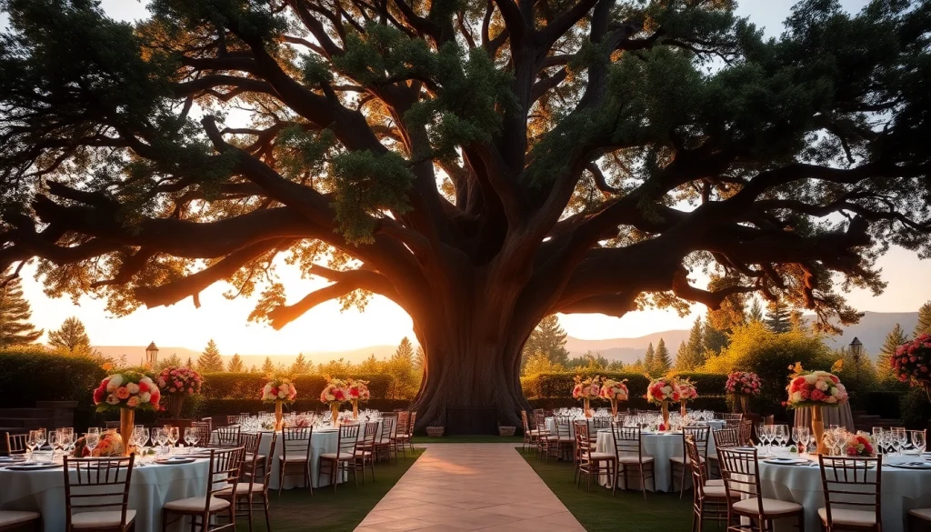 Stunning wedding venues northern California with an elegant outdoor setup featuring a majestic tree.