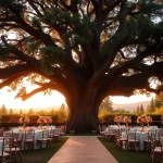 Stunning wedding venues northern California with an elegant outdoor setup featuring a majestic tree.
