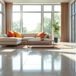Elegant living room with lvp flooring that enhances the cozy, modern atmosphere.