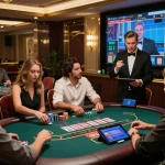 Exciting gameplay at a virtual 바카라사이트 with live dealer interaction and players enjoying the atmosphere.