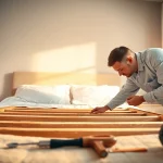 Inspecting bed bug treatment cost in a clean home with a professional pest control technician.