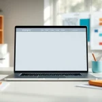 Enhance your brand with Hereford Web Design showcased on a sleek laptop in a creative workspace.