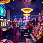 Excited players celebrating at the Best payout online casino Uk scene with colorful lights.