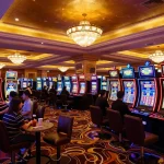 Engaged players enjoying vibrant slot machines at MM 88 Casino, colorful lights enhancing the excitement.