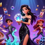 Experience the excitement of dinamit4d casino gaming with a captivating 3D illustration of slot reels, lucky 7s, and vibrant characters.