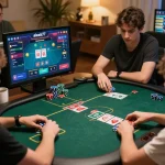 Players engaging with the alexis77 online poker platform, showcasing strategic betting and gameplay