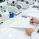 Bóc lớp ép plastic Hà Nội bởi kỹ thuật viên chuyên nghiệp sử dụng công cụ tiên tiến trong một xưởng làm việc vô trùng.