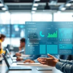 Engage with an innovative assistant for enterprise showcasing teamwork and productivity in a modern office.