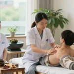 Patient receiving treatment at 수원교통사고한의원 with expert care in holistic healing.