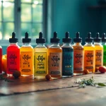 Showcasing vibrant vape juice flavors arranged artistically for a captivating view.