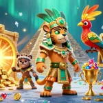 Spin to win at situs slot server thailand, showcasing vibrant characters and dazzling casino treasures.