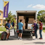 College movers in St. George helping students move into dorms with care and precision.