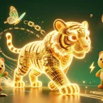Experience keonhacai's thrilling gambling action in a dynamic digital casino with glowing crypto elements.