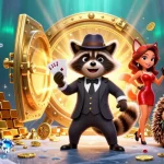 Join the alluring world of 88M casino with suave raccoon and glamorous fox amidst treasure and jackpot excitement.
