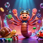 Experience exciting gameplay at situs slot with a dynamic casino scene featuring colorful slot reels and energetic characters.